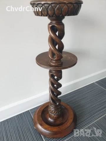 60см дърворезба/дървена масичка/малка маса-стойка-поставка-пиедестал, снимка 3 - Маси - 50955021