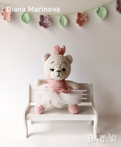 Мече балерина, детска играчка ръчна изработка, плетени играчки, подарък за дете, снимка 5 - Плюшени играчки - 43170621