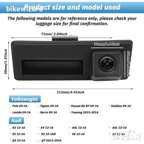 Камера за задно виждане HEBERUCK A3 Q5 за Audi A3 Q5 Q3 A4L A5 RS6, 170 градуса, широкоъгълна НОВА, снимка 2 - Аксесоари и консумативи - 53250296