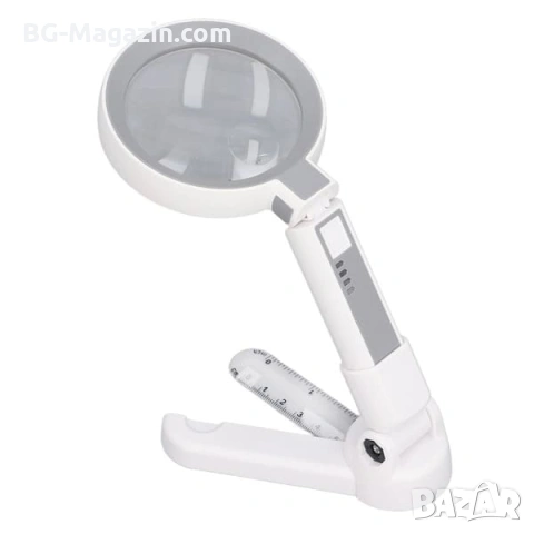 Акумулаторна ръчна увеличителна лупа с LED осветление USB зареждане за четене 4X увеличение и скала, снимка 13 - Други инструменти - 53032303