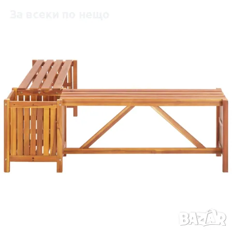 Градинска ъглова пейка с плантер, 117x117x40 cм, акация масив Код P70, снимка 7 - Градински мебели, декорация  - 49146030