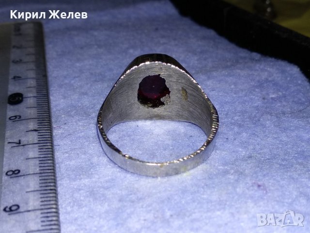 КРАСИВ КЛАСИЧЕСКИ АРИСТОКРАТИЧЕН ПРЪСТЕН от ПОСРЕБРЕНА БЛАГОРОДНА СТОМАНА с ПОЛИРАН КРИСТАЛ 17646, снимка 7 - Пръстени - 39976872