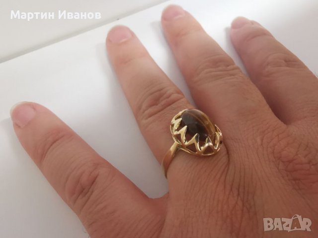 Златен пръстен и медальон с тигров ахат , снимка 8 - Пръстени - 37095140