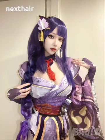 Аниме косплей Game Genshin Impact Raiden Shogun Cosplay Wig, снимка 6 - Аксесоари за коса - 50285783