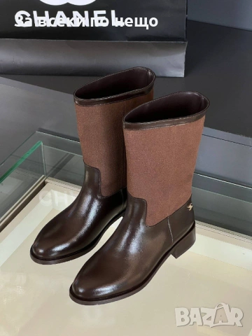 Chanel Дамски Кафеви Ботуши Шанел Код E1191, снимка 4 - Дамски ботуши - 53227110