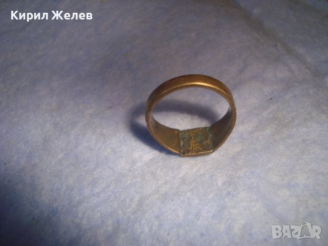 СТАРИНЕН ПОЗЛАТЕН БРОНЗОВ АРТ ДЕКО МАЙСТОРСКИ ПРЪСТЕН УНИКАТ с БУКВА - Е - РЪЧНО ОРНАМЕНТИРАН 28412, снимка 8 - Антикварни и старинни предмети - 37395552