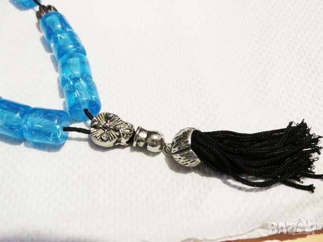 броеница, османска броеница, мюсюлманска броеница, турска броеница с красиви сини звена, снимка 5 - Антикварни и старинни предмети - 33645510