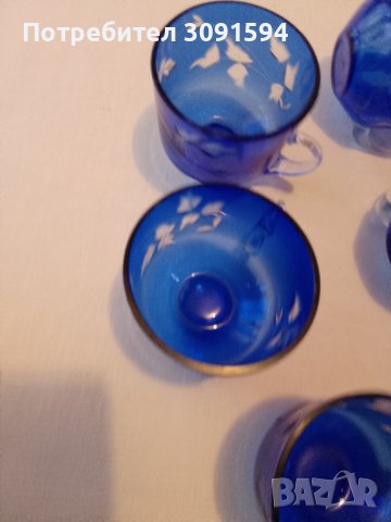 Чаши,за кафе чай от син  БОХЕМСКИ КРИСТАЛ , снимка 5 - Други ценни предмети - 43126197