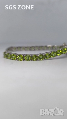 СРЕБЪРНА ГРИВНА 925 С НАТУРАЛЕН ПЕРИДОТ, снимка 17 - Гривни - 52709167