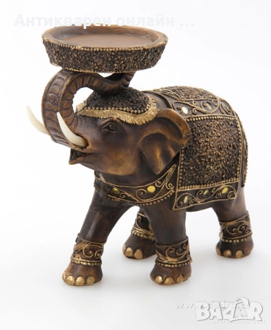 Индийски слон - СВЕЩНИК, богато декориран | естествена смола, снимка 4 - Нумизматика и бонистика - 52747440