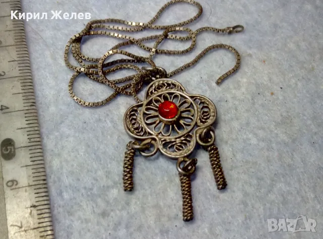 СТАРИНЕН ФИЛИГРАНЕН СРЕБЪРЕН МЕДАЛЬОН с ФИНА СРЕБЪРНА ВЕРИЖКА СРЕБРО 925 с НУЖДА от ЗАКОПЧАЛКА 26418, снимка 8 - Антикварни и старинни предмети - 49981839