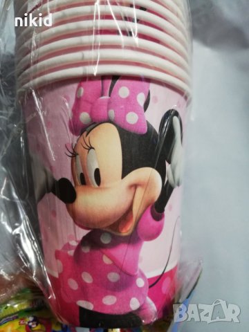 Мини Маус minnie mouse розов фон 10 бр картонени чаши парти рожден ден, снимка 2 - Чаши - 18225961