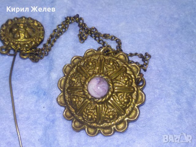 19в ВЪЗРОЖДЕНСКА РЯДКА БОГАТО ОРНАМЕНТИРАНА ДВОЙНА БРОНЗОВА ЗАБОДКА БРОШКА ЕТНО НАКИТ За НОСИЯ 34409, снимка 8 - Антикварни и старинни предмети - 39677495