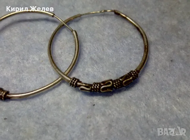 СТАРИ СРЕБЪРНИ ОБЕЦИ СРЕБРО 925 КЛАСИЧЕСКА РЕТРО ОРНАМЕНТИКА КРАЛСКА ПЛЕТКА РЪЧНА ФИНА РАБОТА 47474, снимка 10 - Антикварни и старинни предмети - 49510635