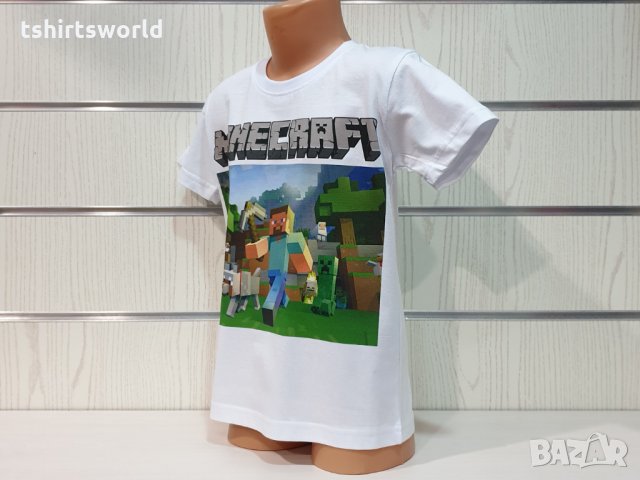 Нова бяла детска тениска с дигитален печат MINECRAFT (Майнкрафт), снимка 5 - Детски тениски и потници - 32607577