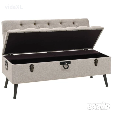 vidaXL Пейка за съхранение с облегалка, 110 см, кремава, текстил(SKU:339298), снимка 2 - Други - 52921031