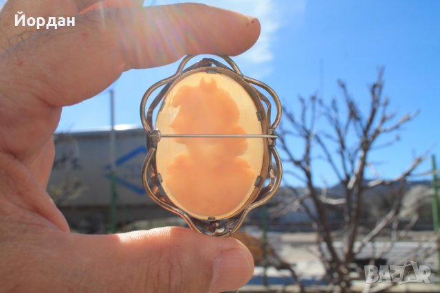 Стара викторианска брошка камея позлатена, снимка 7 - Антикварни и старинни предмети - 40000803