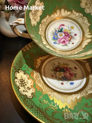 Crown Staffordshire England - Circa 1930 Pattern A 13460 - невероятно красив английски двоен сет, снимка 10 - Антикварни и старинни предмети - 52676302