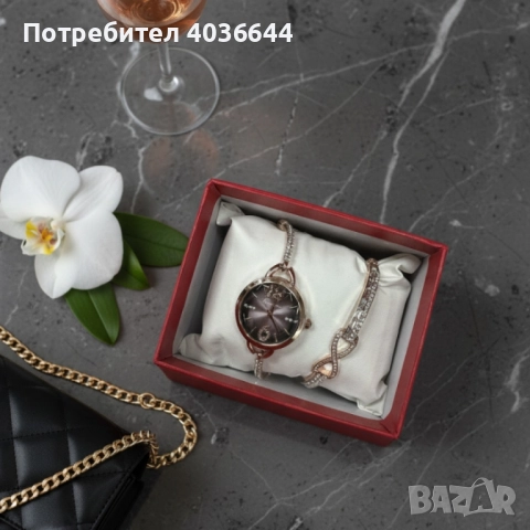 Комплект за нея: часовник и гривна с кристали – изискан стил всеки ден, снимка 2 - Дамски - 51964734