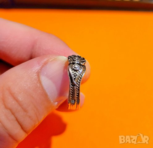 Стар дамски сребърен пръстен с цвете - филигран - красота за твоята ръка сребро, снимка 4 - Пръстени - 36844900