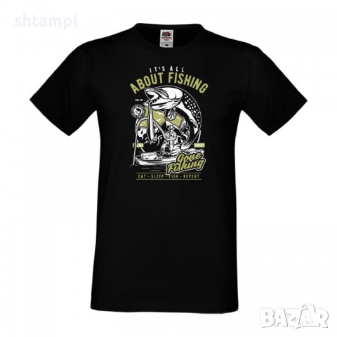 Мъжка тениска It's All About Fishing,Всичко за риболова,Рибар,Риболовец,Риба,Изненада,Подарък,Празни, снимка 5 - Тениски - 36812155