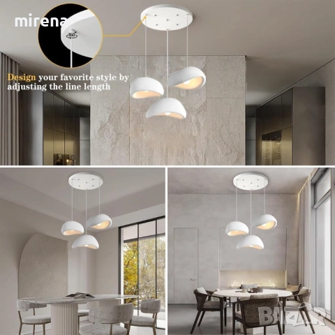 Висяща лампа Wabi Sabi E27, модерна, бяла, неправилен дизайн, полилей, снимка 4 - Лампи за таван - 53206205