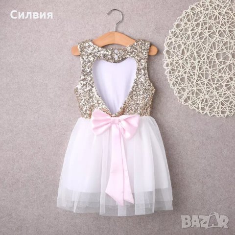 Рокля със паиети и розова панделка за 1г,2-3г, снимка 3 - Детски рокли и поли - 28036926