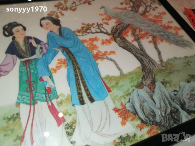 японска картина-36Х26СМ 0210250803, снимка 4 - Антикварни и старинни предмети - 51915497