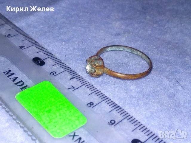 СТАРИНЕН СКЪПОЦЕНЕН БРОНЗОВ РЕТРО ПРЪСТЕН РЪЧНА РАБОТА с ИЗКУСНО ФАСЕТИРАН ПЛАНИНСКИ КРИСТАЛ 36973, снимка 3 - Антикварни и старинни предмети - 39723566