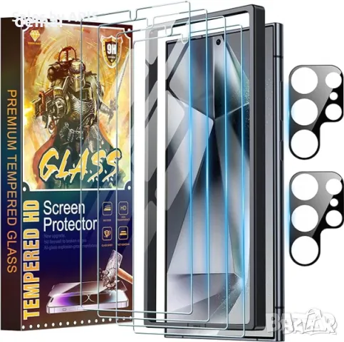 GOLDJU Комплект за Samsung Galaxy S24 Ultra, 4 протектора за екран + 2 за камерата