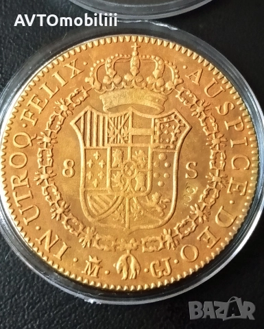 Позлатена голяма испанска монета, снимка 3 - Нумизматика и бонистика - 52858540