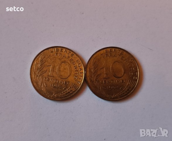 Франция  лот 10 сантима 1993 и 1994 година, снимка 1 - Нумизматика и бонистика - 43544187