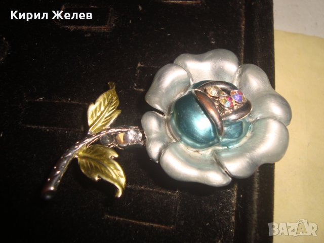 СТАРА КРАСИВА ЕМАЙЛИРАНА БРОШКА - ЦВЕТЕ с КАМЪНИ и КРИСТАЛИ 22869, снимка 6 - Антикварни и старинни предмети - 33343780