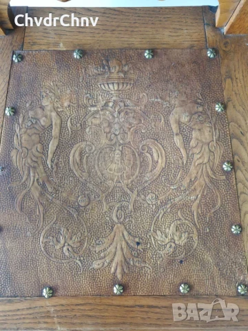 115см дърворезба/2бр чифт стари ретро дървени столове с релефни седалки, снимка 9 - Столове - 50727413