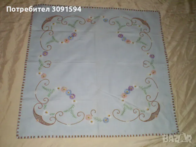 19 век, ръчно бродирано каре, многоцветна бродерия, снимка 1