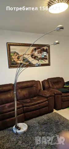 висока лампа хром със стойка и 5 абажура, Германия , снимка 5 - Други - 47968733