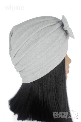 Тюрбан за коса с пандела в сиво, снимка 2 - Аксесоари за коса - 40511320