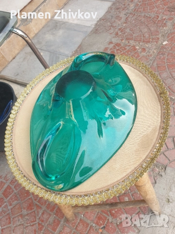 голяма масивна фруктиера от ръчно изтеглено стъкло, снимка 6 - Антикварни и старинни предмети - 52838510