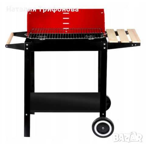 Градинско барбекю на колела, емайлирана стомана, 4 степени + Подарък 3 прибора, снимка 5 - Барбекюта - 53403498