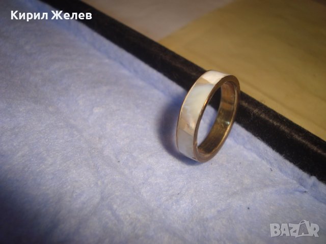 СТАР БРОНЗОВ СЕДЕФЕН АРТ ДЕКО ПРЪСТЕН Тип ХАЛКА МАЙСТОРСКА РЪЧНА ИЗРАБОТКА със СЕДЕФ 27609, снимка 6 - Антикварни и старинни предмети - 37412639