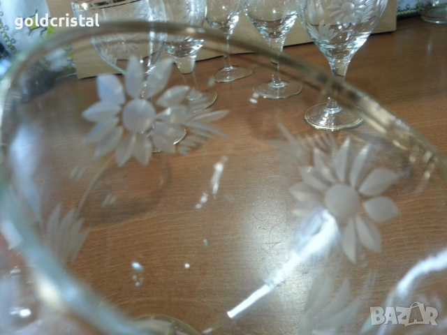 Ретро кристални чаши художествена гравюра , снимка 4 - Антикварни и старинни предмети - 44927750