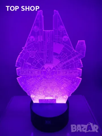 Star Wars Millennium Falcon 3d лампа настолна RGB, снимка 7 - Настолни лампи - 48842490