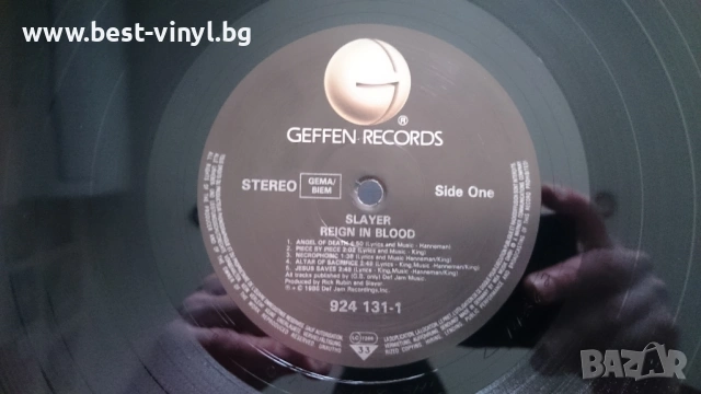Грамофонна Плоча (Slayer - Reign in Blood, 1st EU Press), снимка 3 - Грамофонни плочи - 53359187