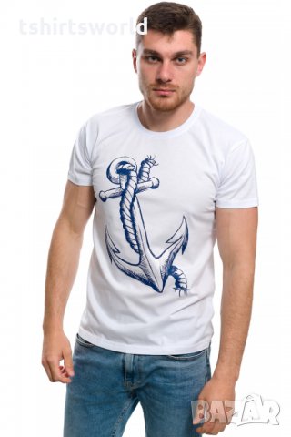 Нова мъжка тениска с трансферен печат Голяма котва, морска, снимка 8 - Тениски - 28166788