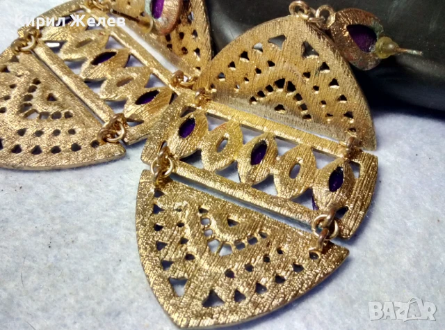 КРАСИВИ ГОЛЕМИ ЗЛАТИСТИ ЕТНО АРТ СТИЛ АЖУРНИ МЕДНИ ОБЕЦИ 10153, снимка 11 - Обеци - 51371654