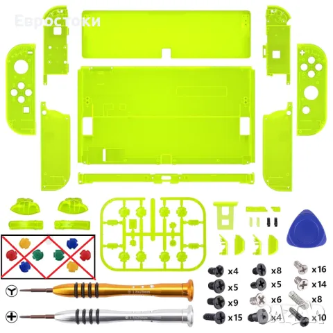 eXtremeRate Прозрачен персонализиран комплект с пълна обвивка за Nintendo Switch OLED, снимка 6 - Аксесоари - 48456055