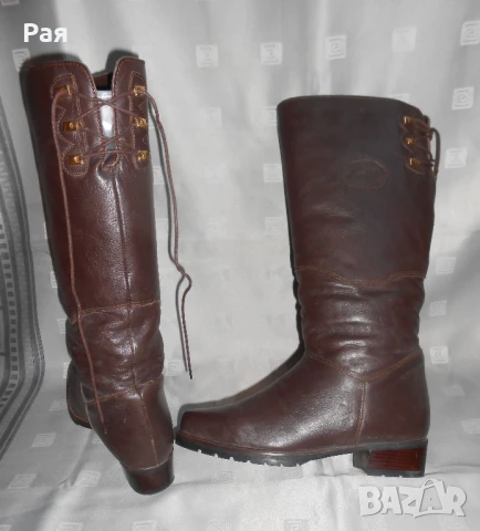 Кафеви кожени ботуши marfild, снимка 4 - Дамски ботуши - 50676894