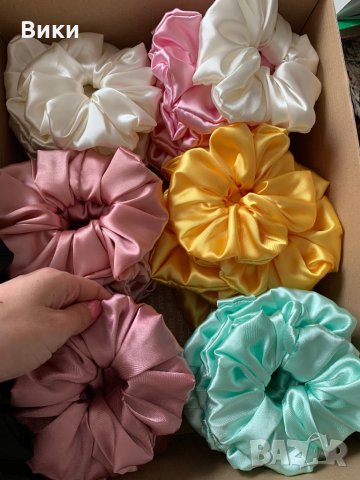 Скрънчета Скрънче Скрънчи за коса ластици за коса сатен, снимка 15 - Аксесоари за коса - 32639504