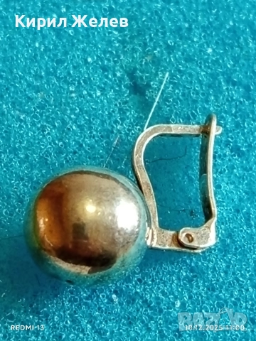 Стара сребърна Английска обеца ръчна изработка 26501, снимка 3 - Обеци - 52718895