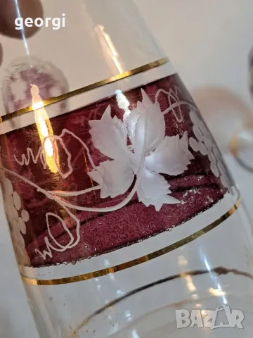 български гравиран сервиз за ракия със златен кант 20/3, снимка 8 - Сервизи - 49144459